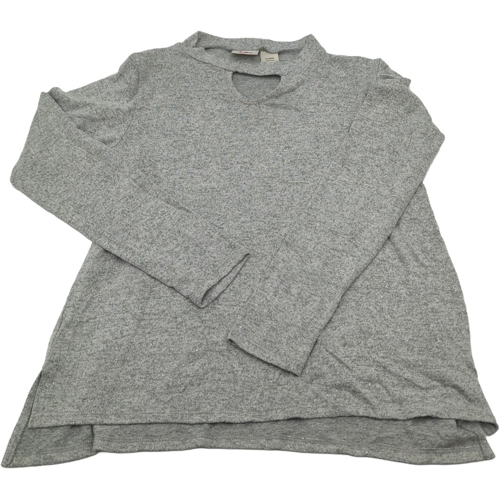 Daytrip Gray Sparkle Keyhole Choker Neck Long Sleeve Top XL